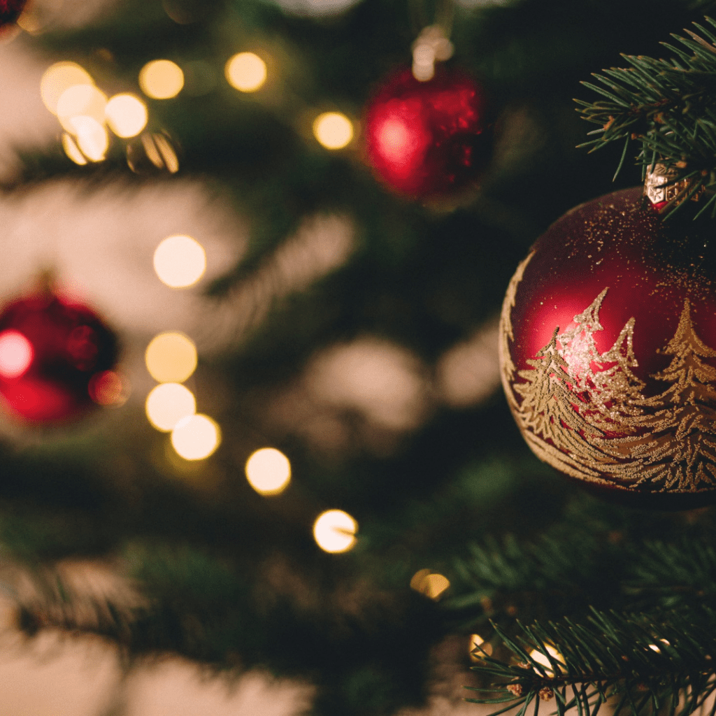close up of a christmas tree ornaments - 5 ways to slow down this holiday season