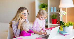 mom multitasking with kids, mom guilt