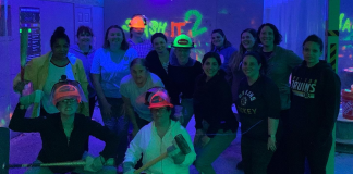 group of moms at a smash room in central mass