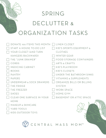 checklist of the decluttering and organizing tasks for the march challenge