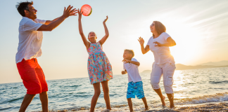 family having fun during summer